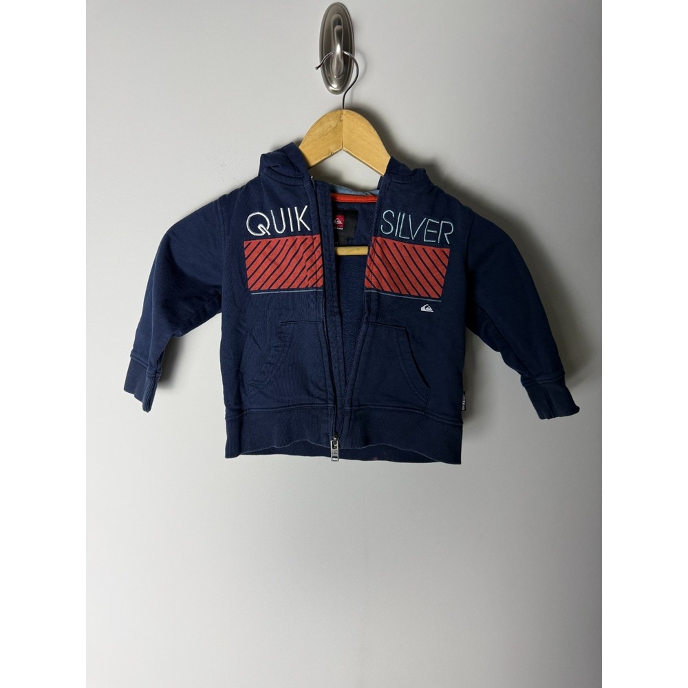 Quicksilver Long Sleeve Full‎ Zip-Up Hoodie Toddler 2T Blue Embroidered Logo
